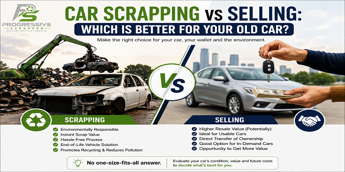 Car scrapping vs selling comparison for an old car in Delhi – Progressive Scrappers