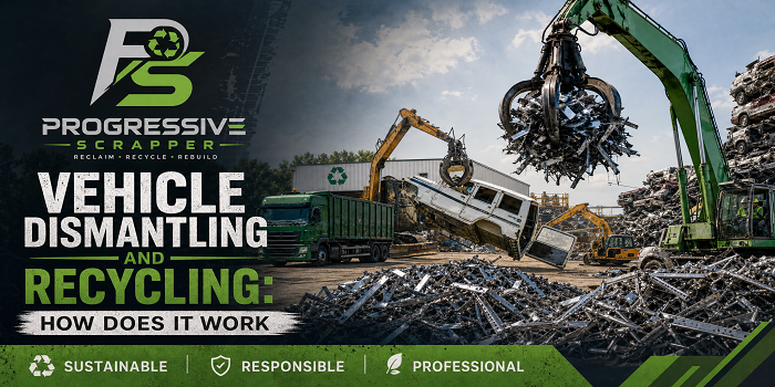Vehicle dismantling and recycling process at a professional vehicle recycling facility | Progressive Scrappers