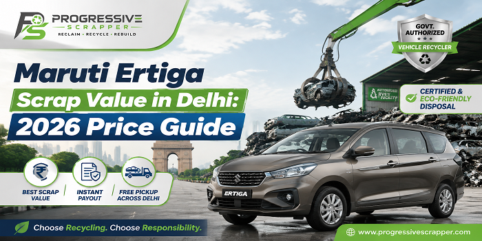 Maruti Ertiga being weighed at Progressive Scrappers facility in Delhi for scrap value