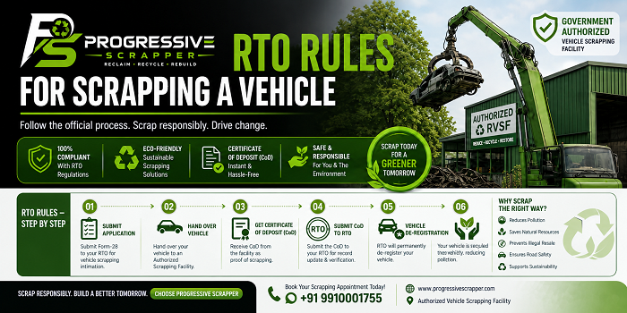 Flowchart of RTO rules for scrapping a vehicle and RC cancellation steps